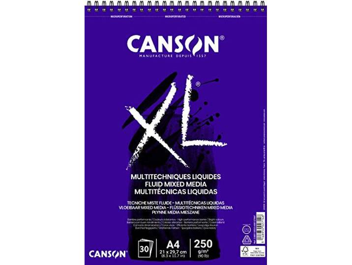CANSON XL® Fluid Mixed Media, blok voor vloeibare mengtechnieken, DIN A4, 30 vellen, 250 g/m²