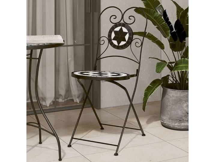 Chaises ergonomiques - Magnifique Chaises modernes de bistro pliables 2 PCS noir et blanc céramique 38x45 5x89 5cm 4266
