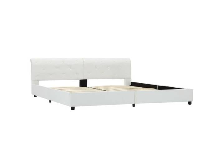 180x200cm Lit Adulte Jill - Cadre de lit Blanc Similicuir FR7448