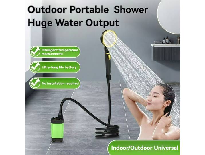 Douche électrique double Mode, batterie longue durée, 6000mAh, 7800mAh, 9000mAh, pomme de douche Mobile extérieure Portable avec écran LCD complet