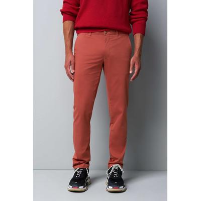 Chinos MEYER "M5 Chino", Herren, Gr. 36, Länge 34, rot (kürbis), 97% Baumwolle, 3% Elasthan, unifarben, regular fit lang, Hosen, M5 Chino aus Bio-Baumwolle