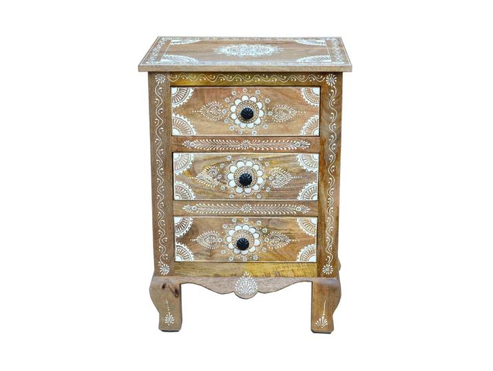 Kommode OTTO HOME Gullaba , braun (hellbraun), B:50cm H:70cm T:40cm, Sideboards, Kommode, Hand bemalt
