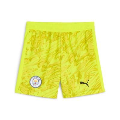 Sporthose PUMA "Manchester City 25/26 Torwartshorts Jugendliche", Kinder, Gr. 140, Normalgrößen, gelb (gelb alert), Obermaterial: 100% Polyester, regular fit, Hosen Sporthose