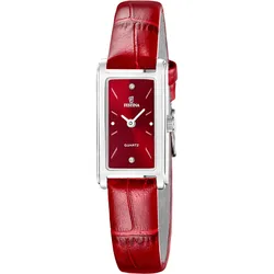 Festina F20769/3 Damenuhr Quarz Rechteckig Lederband Rot