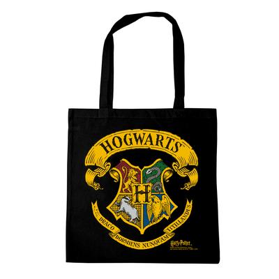 Henkeltasche LOGOSHIRT "Baumwolltasche Harry Potter Hogwarts", Damen, Gr. B/H/T: 8,6cm x 42cm x 38cm, schwarz, Baumwolle, bedruckt, Taschen, mit auffälligem Wappen-Print