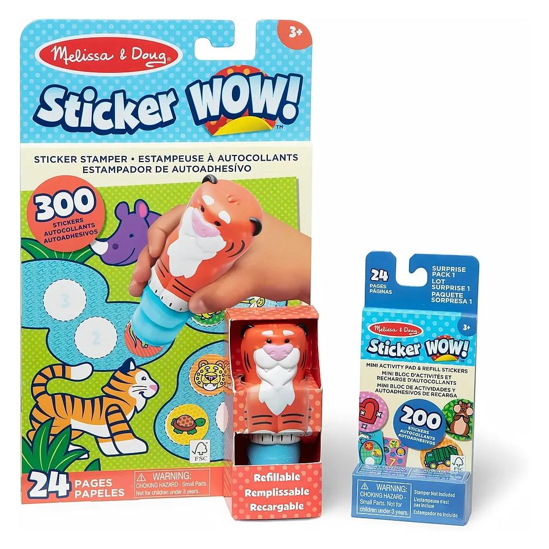 Melissa & Doug Sticker Wow! Tiger-Paket: 24-seitiger Aktivitätenblock, Aufkleberstempel, 500 Aufkleber, Kunst- und (50304)