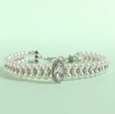 Uplift Picks Luxury Pearl Cat Collar Rhinestone Pet Necklace For Cats Puppies And Small Dogs 03 24 30cm