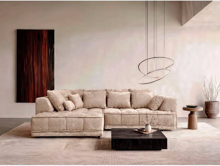 WERK2 Ecksofa Tiga 207 x 286 cm modern & bequem, elektrisch verstellbare Sitztiefe, Struktur weich, L-Form, elektrische Sitztiefenverstellung