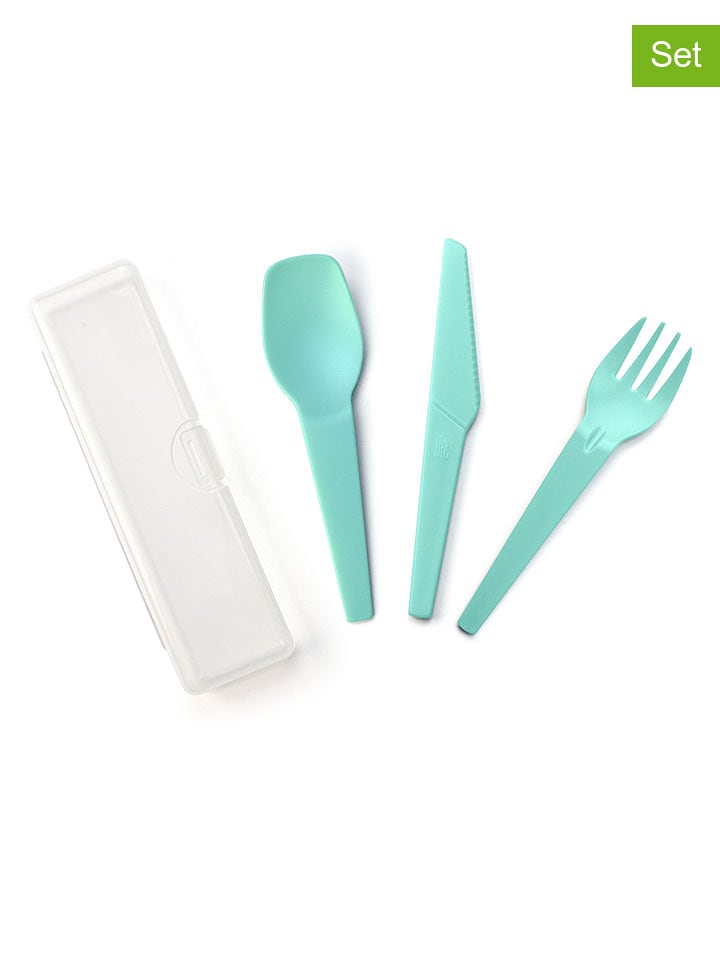IRIS 3tlg. Besteck-Set in Mint - (L)15,5 cm - onesize