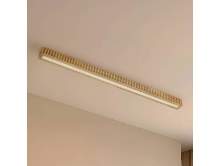 Deckenleuchte Emara Lucande, dimmbar, Holz hell, für Wohn- / Esszimmer, Holz, Design