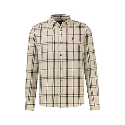Karohemd LERROS "Legeres Karohemd aus hochwertiger Baumwolle", Herren, Gr. XL, Normalgrößen, beige (gravel beige), 100% Baumwolle, Hemden Karohemd