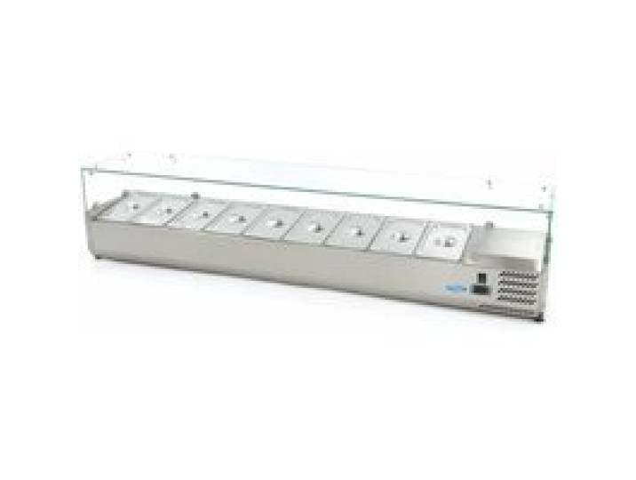 Saladette à poser refrigérée avec vitre / 200 cm / GN 1/3