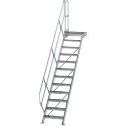 MUNK Treppe mit Plattform 45° inkl. einen Handlauf, 600mm Stufenbreite, 12 Stufen