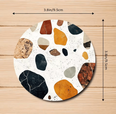 Inspire Picks 6 Piece Wooden Coasters Set Stone Pattern Coffee Cup Coasters For Stylish Table Protection 6pc