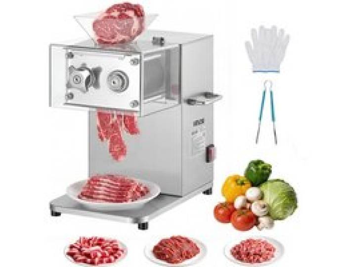 VEVOR Fleischschneidemaschine 850 W, Fleischschneider 5 mm Schnittstärke, Ideal zum Zerkleinern von Fleisch ohne Knochen & Weichem Gemüse, Schneidemaschine für Küche, Restaurant & Supermarkt