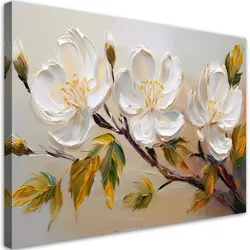 WANDBILD weiße blumen pflanzen zweig