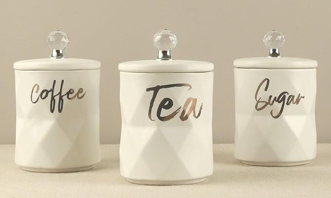 Brambly Cottage Ceramic / Porcelain Jar - Set of 3 White 600ml