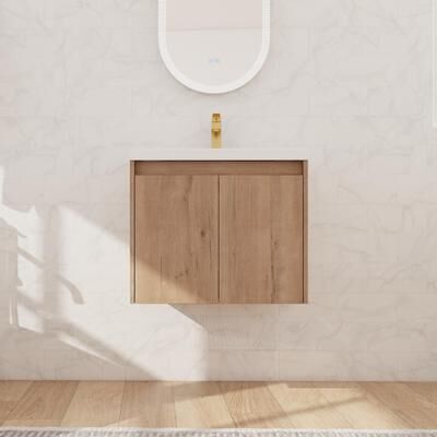 "Beingnext 24""/36""/48""/60""/72"" Bathroom Vanity with Resin Sink, Floating Bathroom Vanity with Soft Close Doors"