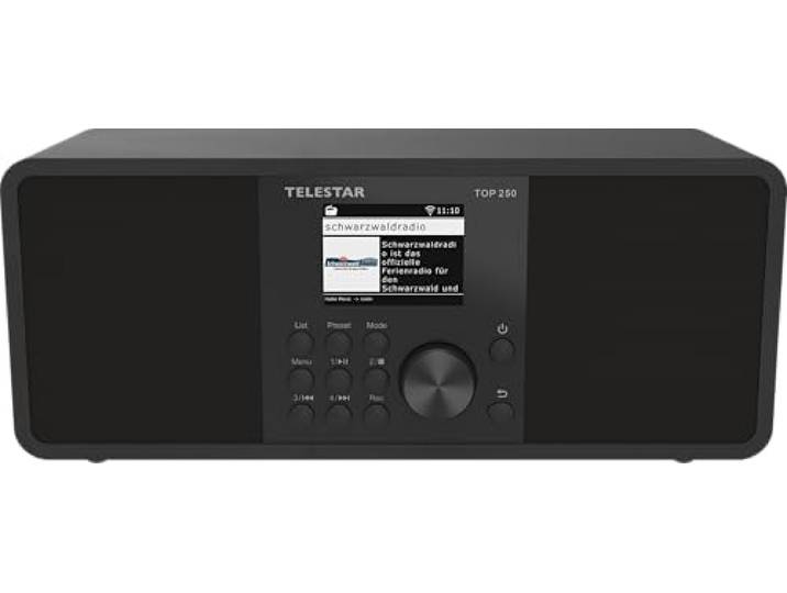 TELESTAR TOP 250 – DAB+/internetradio (stereo, 2 x 10 watt, Bluetooth zender/ontvangstfunctie, USB-opname, noodwaarschuwingssysteem, app-bediening), zwart