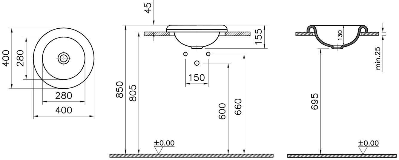 VitrA Liquid Einbauschale rund, 40 cm