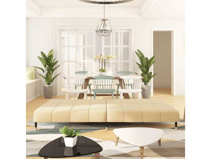 Lit banquette 2 places - convertible - Canapé-lit à 2 places crème velours CAL6688756