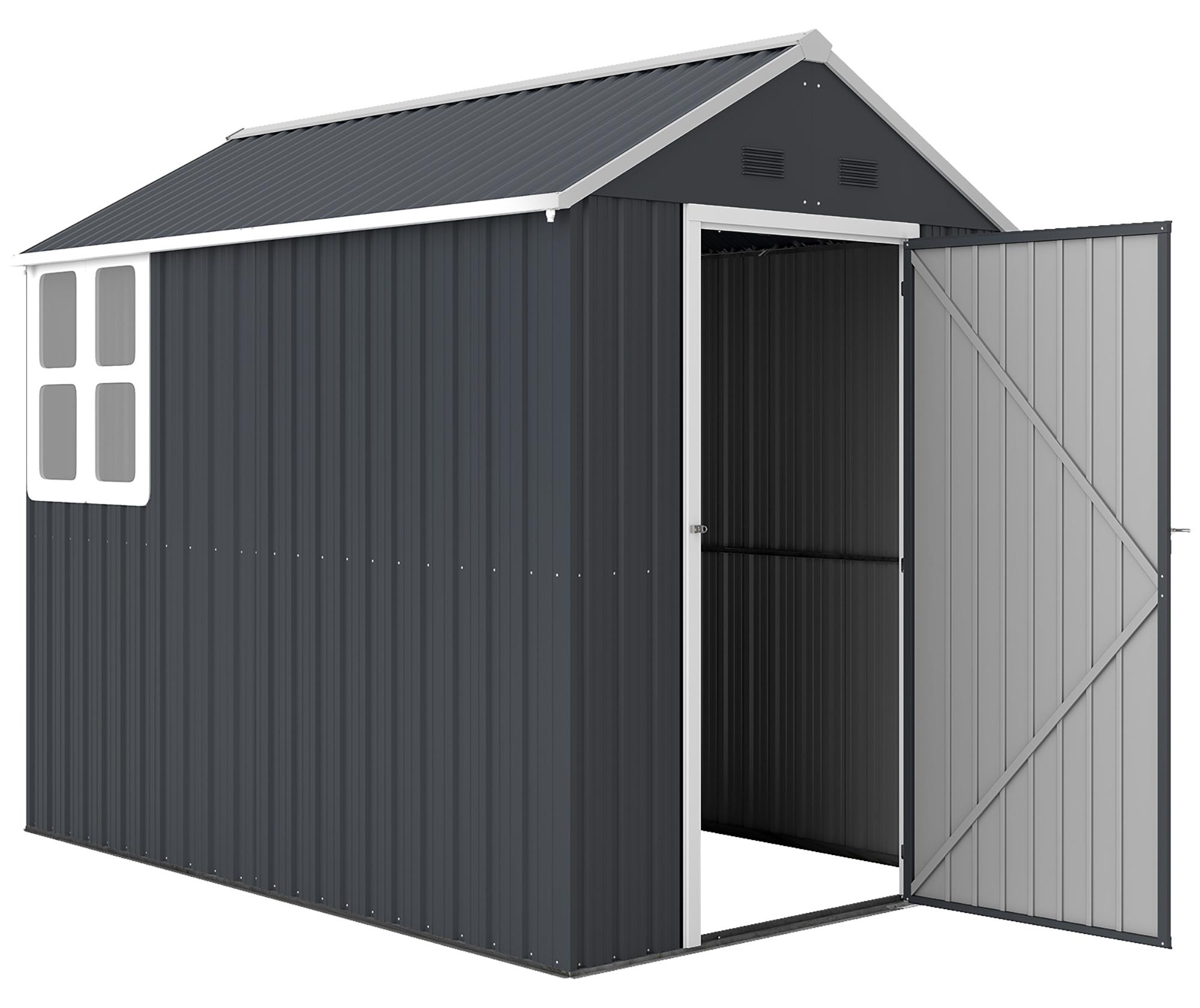 Outsunny Gerätehaus Stahl 4m² Gartenschrank mit Fenster Gartenhaus 259x172x222 cm