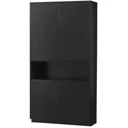 Schrank Finca aus Kiefernholz, modern, Schwarz, lackiert, Push-to-Open-System, schwebende Optik