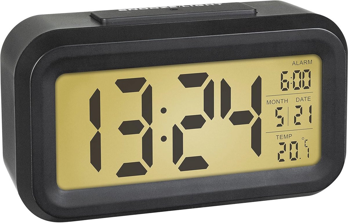 Digitale wekker met automatische nachtverlichting en thermometer