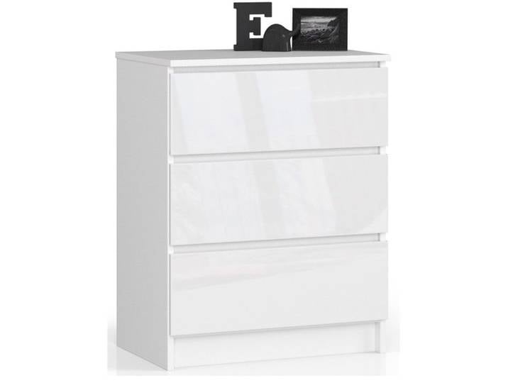 Commode : trois tiroirs Couleur : blanc blanc brillant
