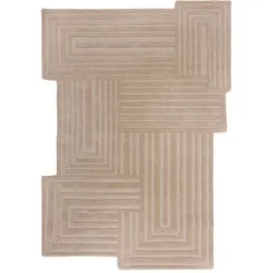 KADIMA DESIGN Wollteppich | Handgetuftet mit geometrischem Relief | 100% Wolle | Fußbodenheizung geeignet | 200x290cm