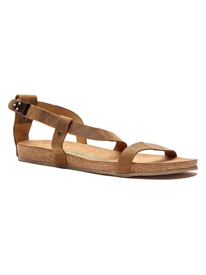 Comfortfusse Leder-Sandalen in Hellbraun - 37