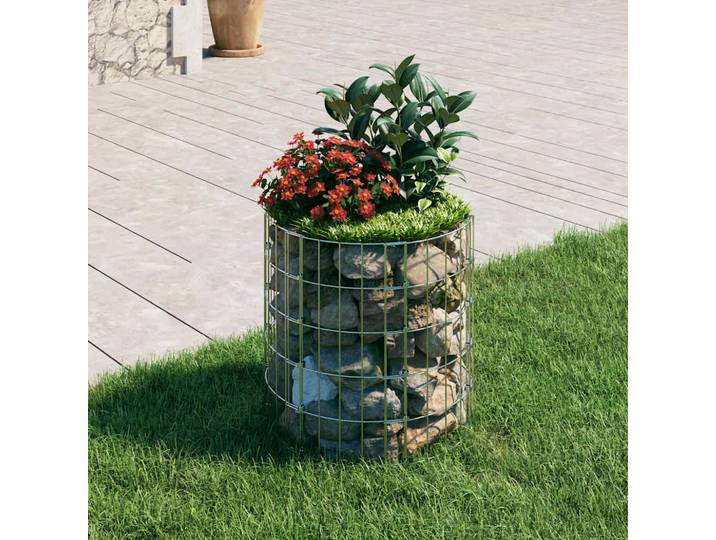 vidaXL Gabionen-Säule Rund Verzinkter Stahl Ø50x50 cm