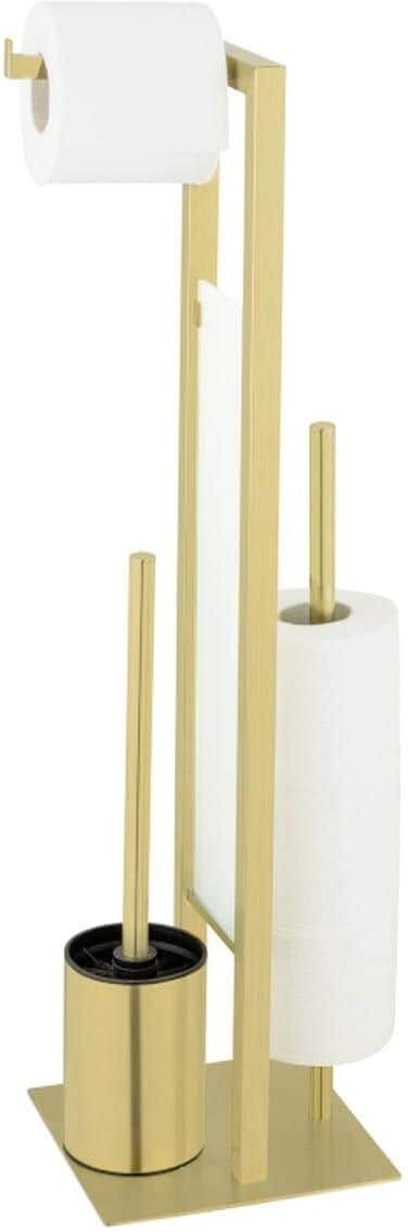 WC-Garnitur WENKO "Rivalta Gold", gold (goldfarben), B:18cm H:70cm L:23cm, Edelstahl, Metall, Reinigungsbürsten, WC-Garnitur goldfarben Einheitsgröße