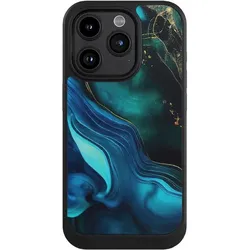 Nivocase Hülle für Apple iPhone 15 Pro Handyhülle NIVOcore Case Schwarz Art Farbverlauf Marmor (Apple iPhone 15 Pro), Smartphone Hülle, Schwarz