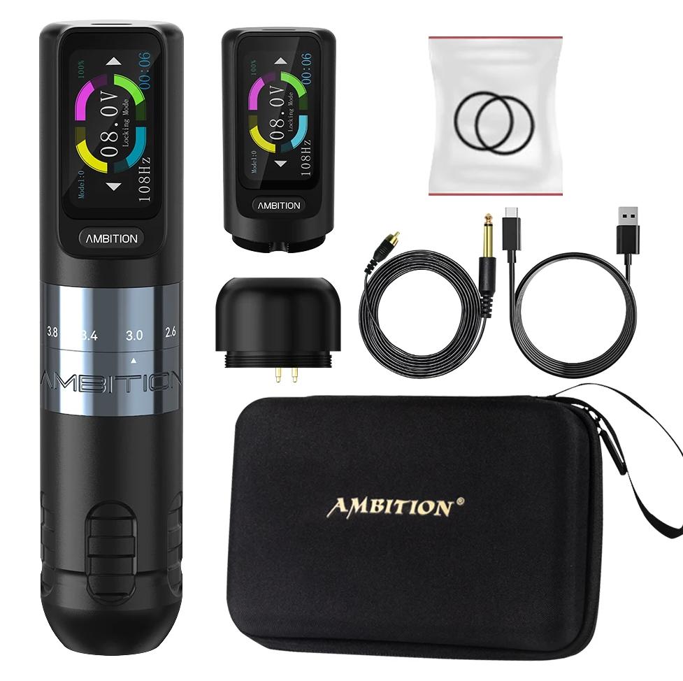Tattoo-Stift - Seher - 2 Akkus - Einstellbarer Hub 2,2-4,2 mm - Kernloser Motor - 2400 mAh - 8 Stunden Akkulaufzeit - Silber