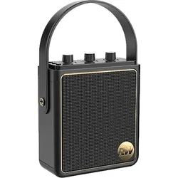 PEAQ ICONIC Vibe 5, PPA 540-RW Retro Bluetooth Lautsprecher, Schwarz mit goldenen Elementen, Wasserfest