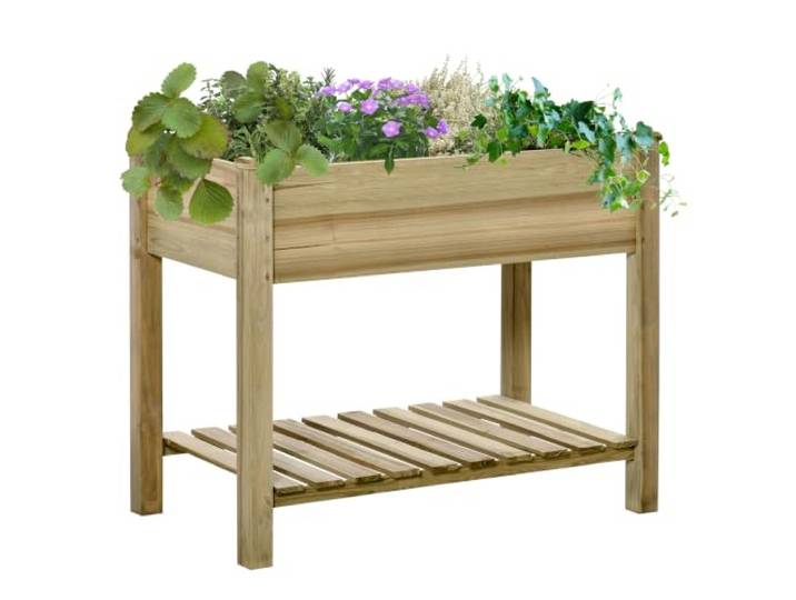 Outsunny Hochbeet mit Ablage Erhöhtes Kräuterbeet 91 x 51 x 76 cm Grün
