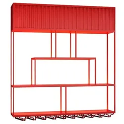 Wandmontiertes Weinregal, 3-stöckiges Weinregal, Wand-Weinregal, geeignet für Bars, Rot 100x25x125cm /BJJJ/
