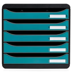 Exacompta 30934D Big Box, Schubladenbox mit 5 Schubladen, Skandi - Blau