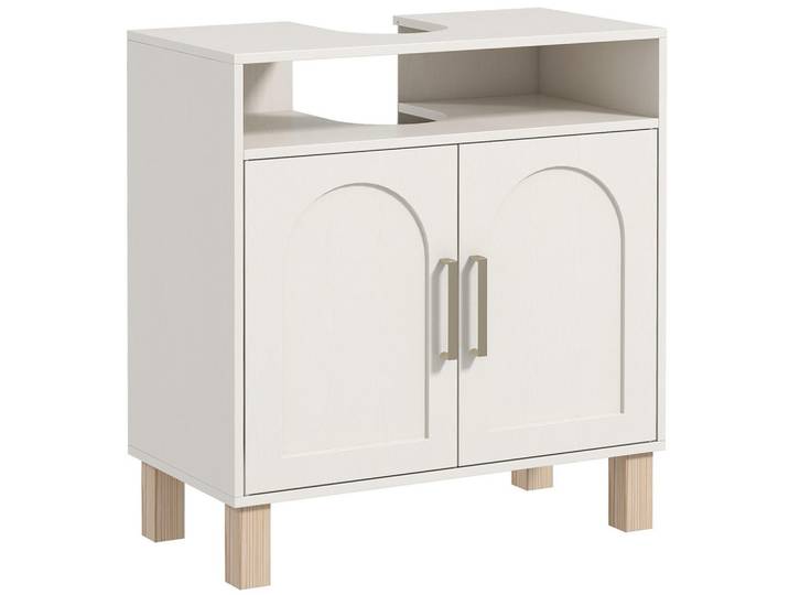 ComfortXL Waschbeckenunterschrank De-15897 U-Aussparung Weiß, 60x63x30 cm, Badezimmer, Badmöbel, Waschbeckenunterschränke
