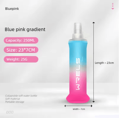 Inspire Picks TPU Folding Soft Flask High Flow Portable Sports Water Bottle For Running Hiking And Cycling 250ml Blue Red