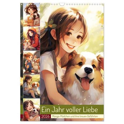 Ein Jahr voller Liebe. Manga-Mädchen und ihre treuen Gefährten (Wandkalender 2026 DIN A3 hoch), CALVENDO Monatskalender