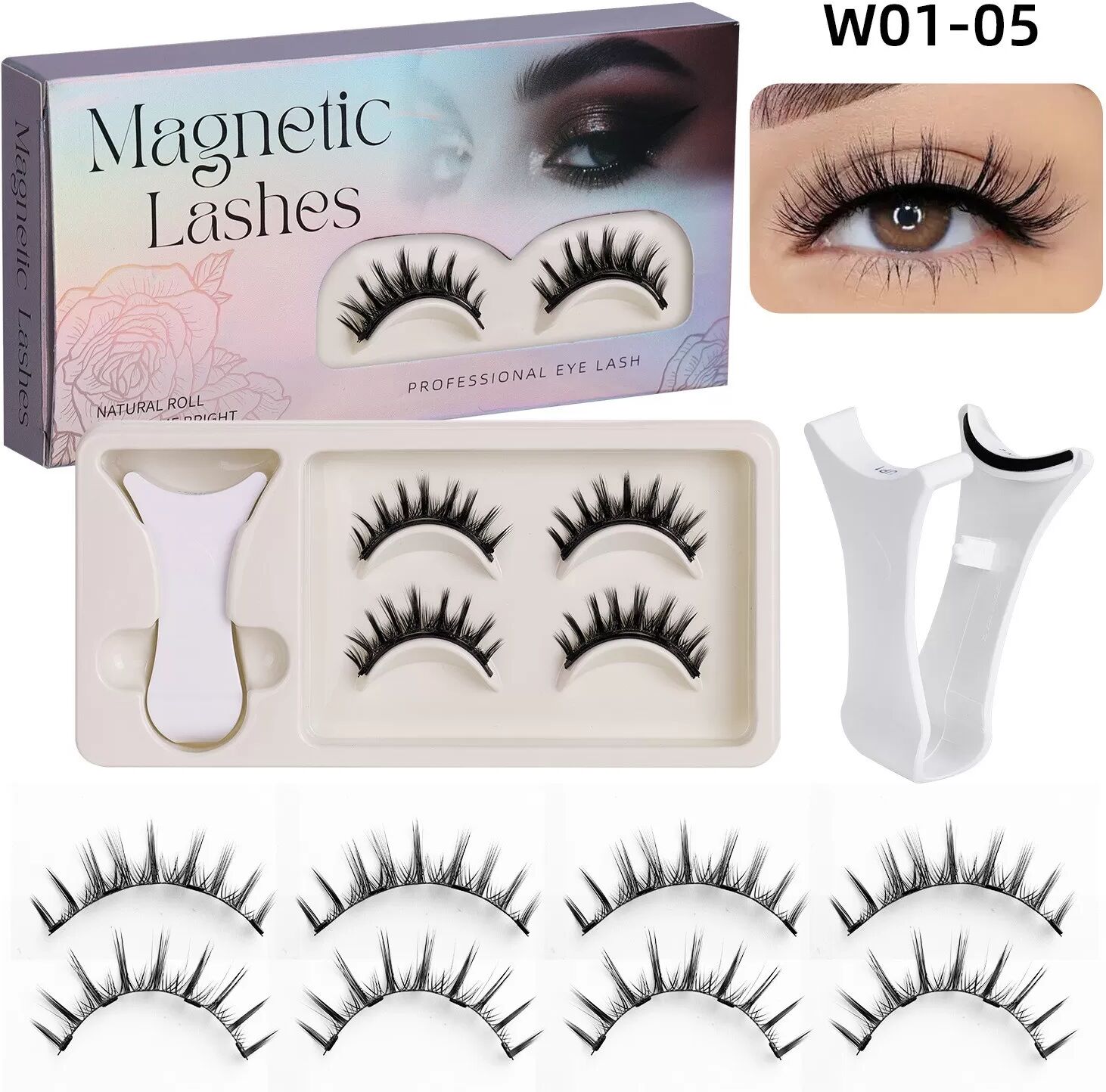 INF Magnetische Falsche Wimpern 2 Paare - Barbie Tapered End, einfache Anwendung, kein Kleber erforderlich
