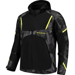 Rusty Stitches Carlo Camo, Textiljacke - Schwarz/Grau/Neon-Gelb - XL