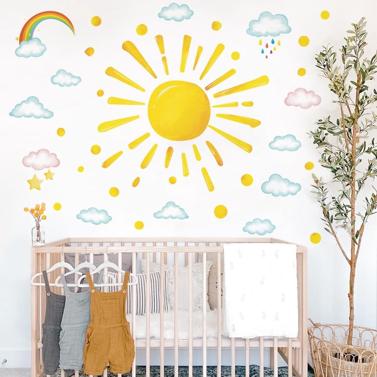 Dailygoods Muursticker Boho Regenboog Muurdecoratie voor Kinderen