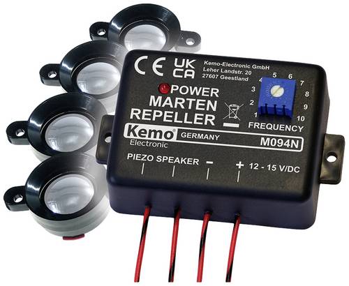 Kemo M094 Ultraschall-Marderabwehr mit Optikschutz, abgesetzte Lautsprecher 1St.