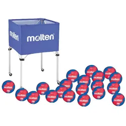 Molten, Fahrzeug Werkzeug, 20er Schul-Set Handball Trainer, Gr. 2, mit Ballwagen blau