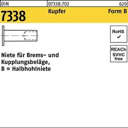 Niete DIN 7338 FormB B 6x 12 Kupfer 100 Stück