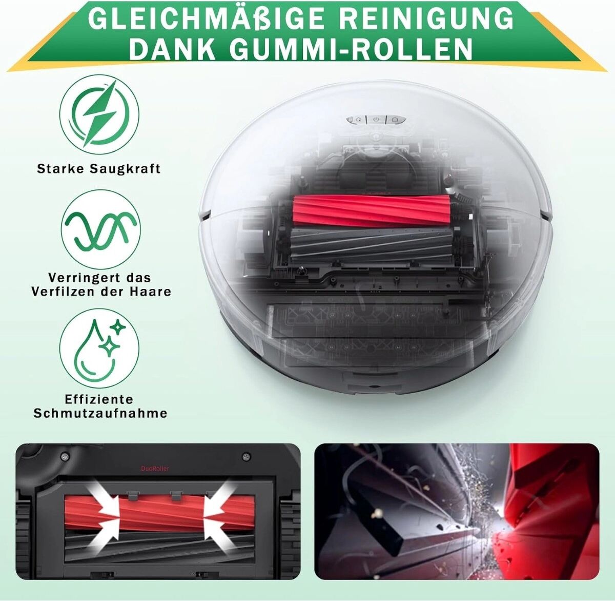 INF 4er-Set DuoRoller Hauptbürste kompatibel mit Roborock S8/S8+/S8 Pro Ultra, Q8 Max/Q8 Max+, Q5 Max/Q5 Pro+ – ABS+Silicone,