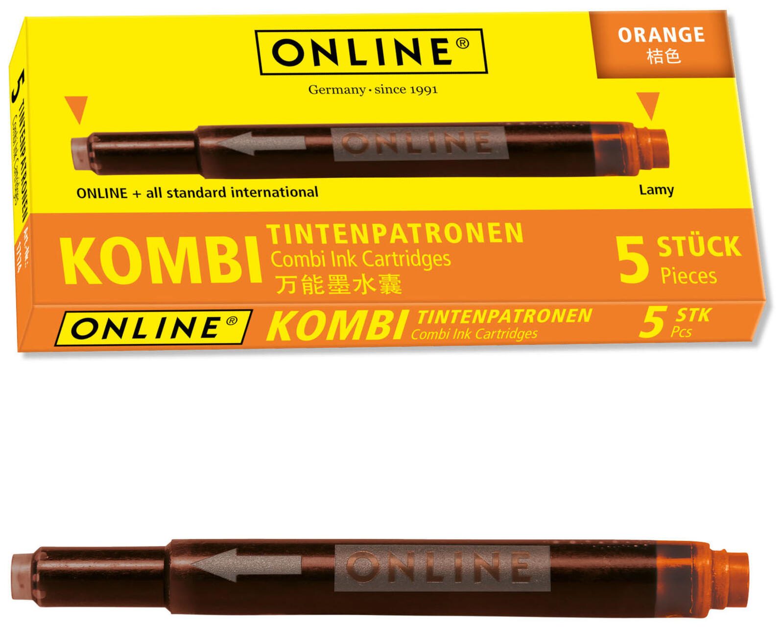 ONLINE® Tintenpatronen für Füller orange 17174/12